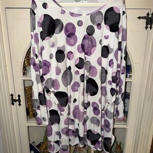 Avenue Purple and Black Polka Dot Blouse